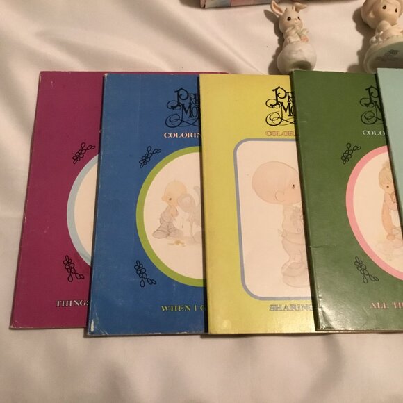 Lot of 5 Precious Moments Porcelain Figurines Enesco, 6 Color Books, 1 X Stich - Picture 4 of 10
